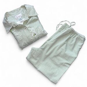 Susan Graver Light Green Striped Set